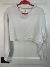 OFFLINE by Aerie White Cropped Pullover Sweatshirt Women's M
