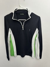 Golfino women's quarter-zip long-sleeve golf shirt in black, white,  green 8