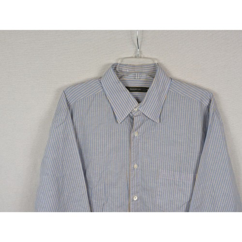 Ermenegildo Zegna Striped Button Up Shirt Cotton/Linen Blue/Yellow Men's Size XL - Picture 2 of 15