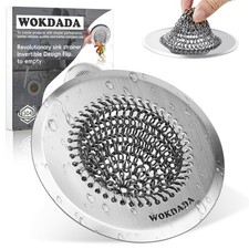 Large Capacity Kitchen Sink Drain Strainer - Reversible Chain Mesh, Anti-Clog, 3