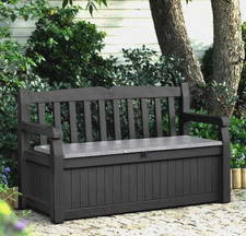 Keter Eden 265 Outdoor Garden Plastic Storage Box Bench All-Weather Grey Seat