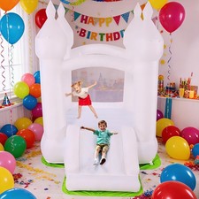 Dreamy Inflatable Celebration White Bounce House for Kids with Blower-Portable  