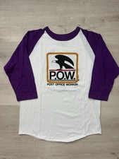 Vintage Post Office Worker POW USPS Mail Shirt 80s Raglan Small Medium Funny
