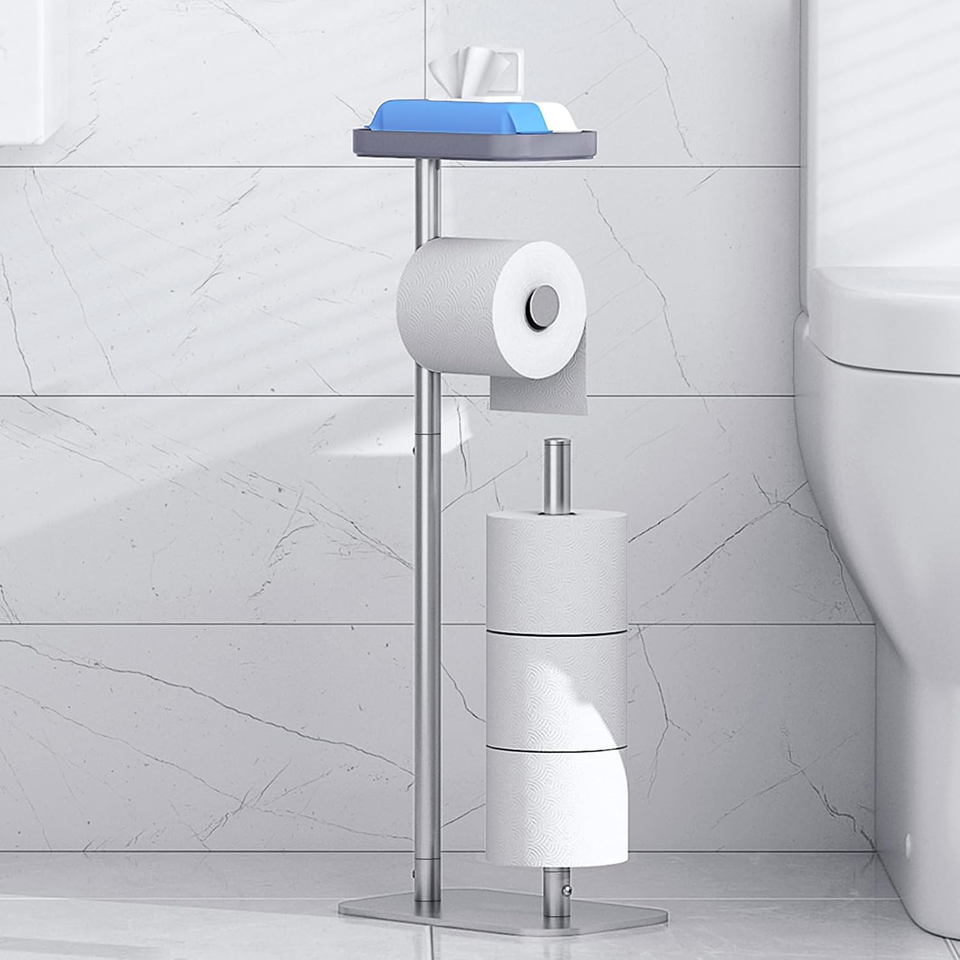 One Sign Free Metal Toilet Paper Holder Free Standing, Medium, Silver 7445011022000| eBay