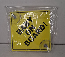 BABY ON BOARD Car Van Vehicle Safety Sign w/ Suction Cup 4.75" x 4.75"
