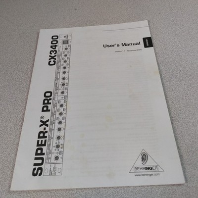 Behringer Super-X PRO CX3400 Crossover USER MANUAL ONLY