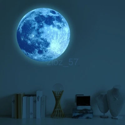 30cm Creative 3D Large Moon Glow In The Dark Fluorescent Wall Sticker Decal AUS - image 1 of 4