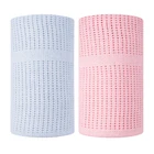 Blue or Pink Cotton Cellular Baby Blankets Soft Breathable Swaddle Newborn Pram