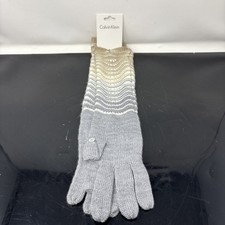 Women  s Calvin Klein Knit TEXTING Long Scrunched Gloves GRAY OS New W Tag