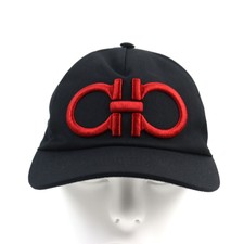 Salvatore Ferragamo Gancini Embroidered Logo Baseball Cap Black Red One Size