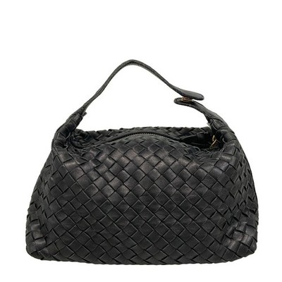 バッグ BOTTEGA VENETA INTRECCIATO LEATHER BAG Bottega Veneta Intrecciato Handbag Black Leather Small Bag 114087