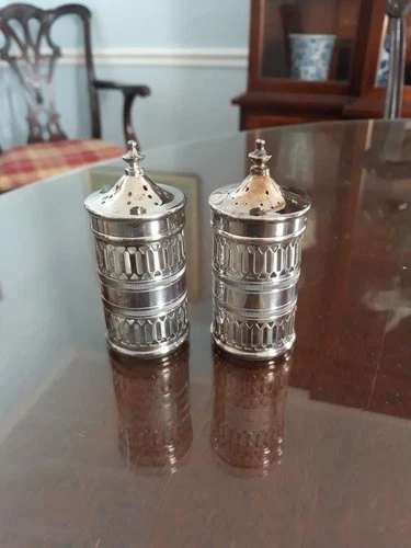 Tiffany & Co Vintage Salt and Pepper Shakers Set in Glass and Silver