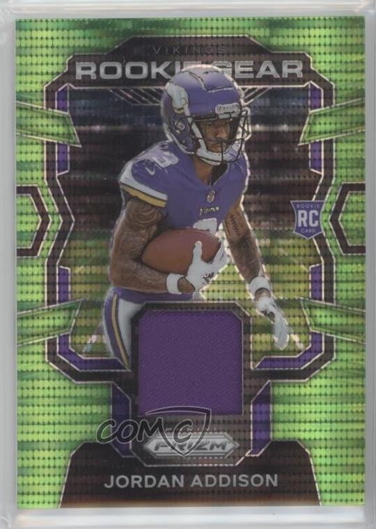 2023 Panini Prizm Rookie Gear Neon Green Pulsar Prizm Jordan Addison #RG-JA RC