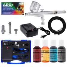 Airbrush Cake Decorating Compressor Kit, 4 Color Chefmaster Food Coloring Set