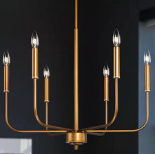 Modern Dark Gold Kitchen Chandelier, 6-Light Farmhouse Pendant Light Fixture