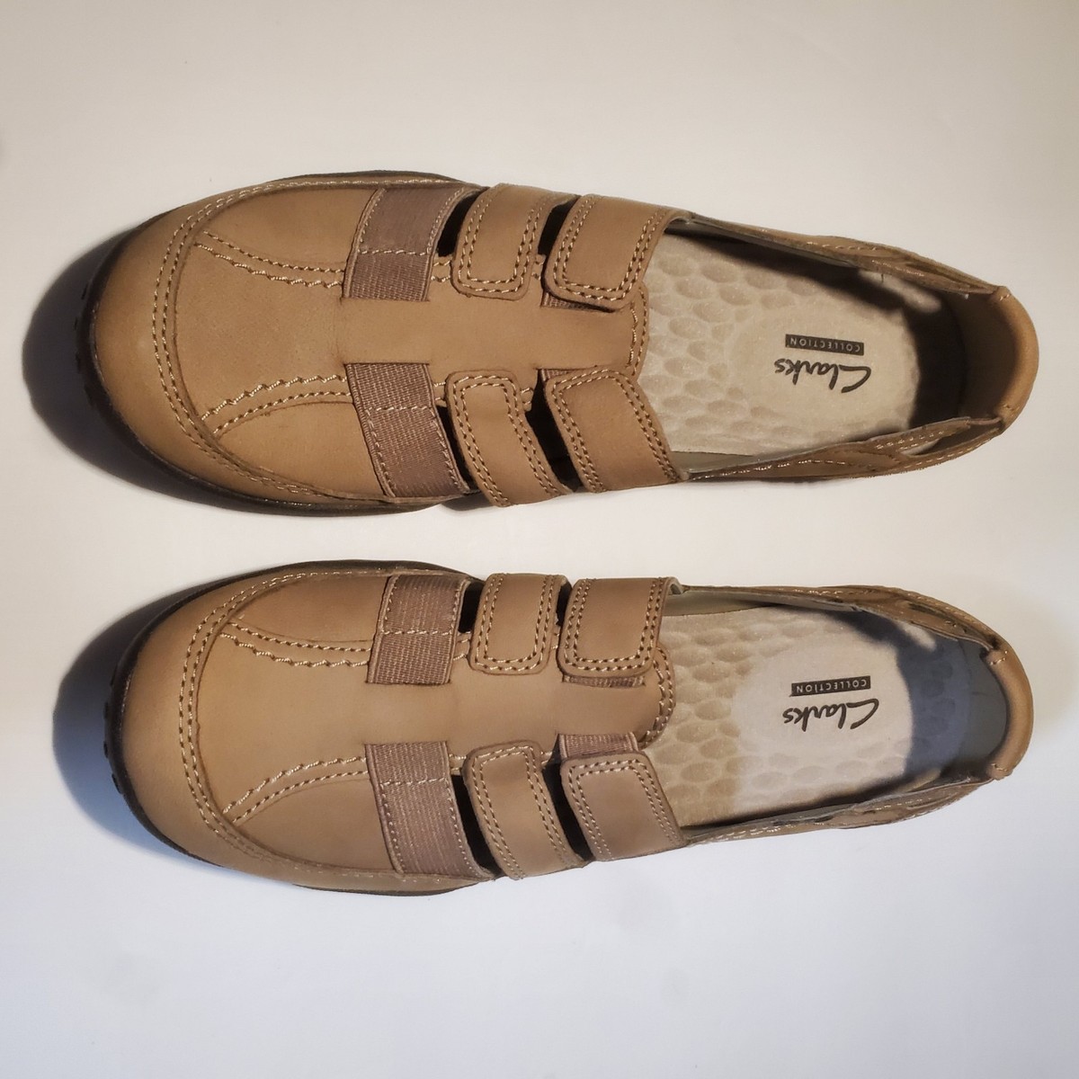 Clarks Womens Haley Stork Flat Sandal Size SlipOn Closed Toe Mushroom  Nubuck