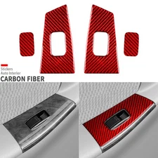 Red Carbon Fiber Rear Window Lift Switch Panel Cover For Toyota Corolla 2003-08
