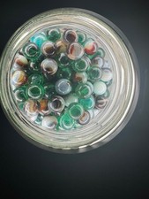 10x 5/8" Jabo Classics Marbles Lot Clear Green, Clear Blue, White, Brown Non-UV