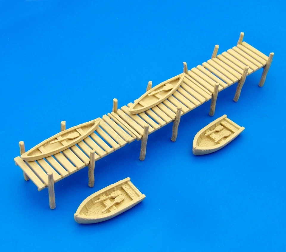 3 - Dock Sections Boats and HO Scale Canoes - 3D Railroad Train Layout Scenery - Image 4 of 4