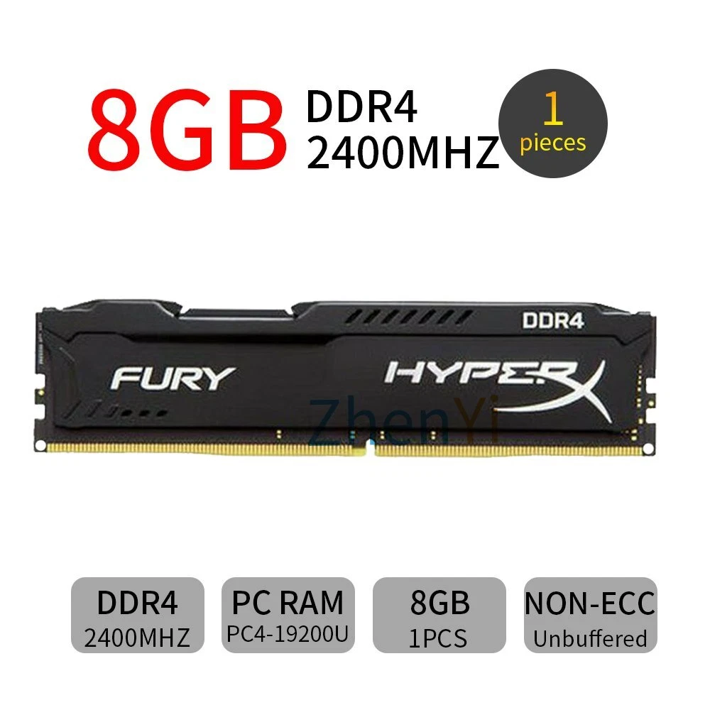 F r HyperX FURY 8GB 4GB PC4 19200U DDR4 2400MHz 288PIN Intel
