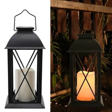 2 Pack Outdoor Solar Lantern Battery Hanging Lanterns Waterproof Vintage Clas...