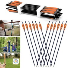 12Pcs 20" Crossbow Bolts Carbon Arrow Archery Half Moon Nock Hunting With 4"Vane