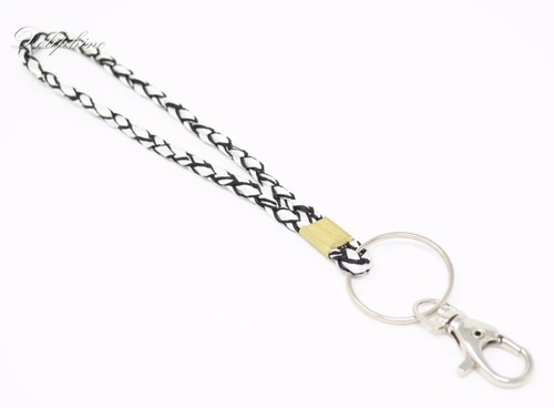 Llavero trenzado de malla de seda cinta de pulsera para llave, soporte de insignia de identificación - Imagen 4 de 9