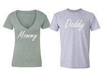 Matching Couple Shirts Mommy Daddy Couple Matching Vneck + Crewneck T-shirt S-6x Matching Couple Shirts Mommy Daddy Couple Matching Vneck + Crewneck T-shirt S-6x