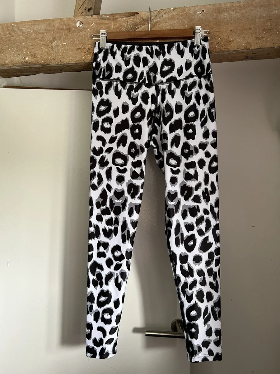 TIKIBOO Black + White Leopard Print leggings gym running yoga size M