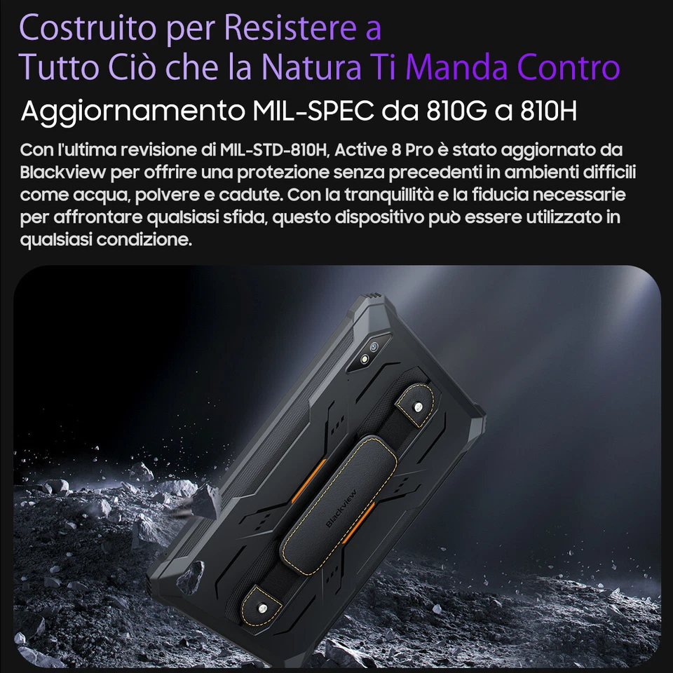 Blackview Active 8 Pro Rugged Tablet 22000mAh 10.4" 16GB+256GB 48MP Andriod 14 - Immagine 4 di 4