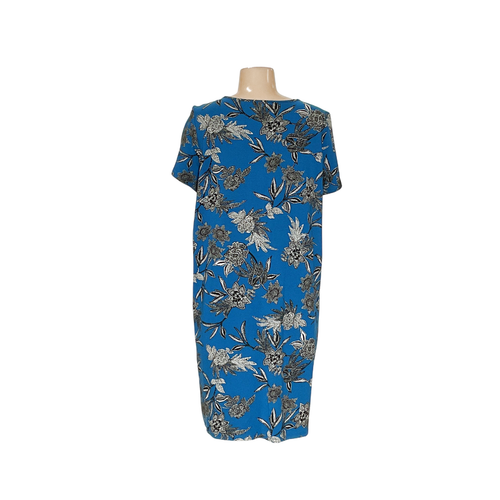 J.JILL Women's Blue Floral Rayon Blouson Dress, Size M - Picture 2 of 4