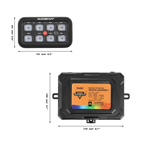 AUXBEAM 8Gang RGB Switch Panel LED Light 12/24V Relay System Circuit Control Kit - Picture 11 of 11