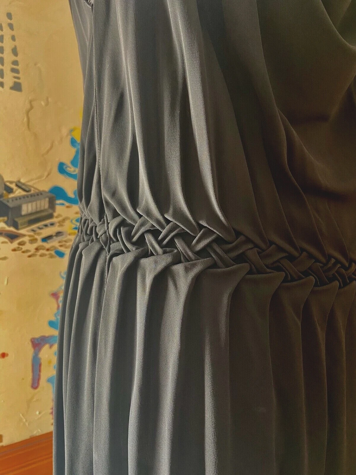 ALEXANDER WANG Black Jersey Leather Trim Halter Column Maxi Size 10 NWT $795