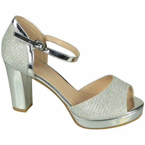 Bridal Party Sandals Shoes Ladies Going Out Glitter Peeptoe Women High Heel Size - Picture 14 of 29
