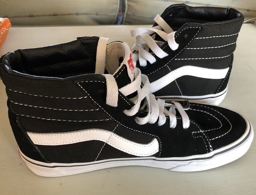 Vans Mens Size 5.5 SK8 Skateboard Shoes Hi Tops Black White Womens Size 7 - Picture 7 of 10