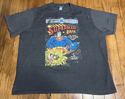 Vintage Y2K Superman Superhero Dark Gray Shirt DC Comics Fifth Sun Tag Sz 3XL