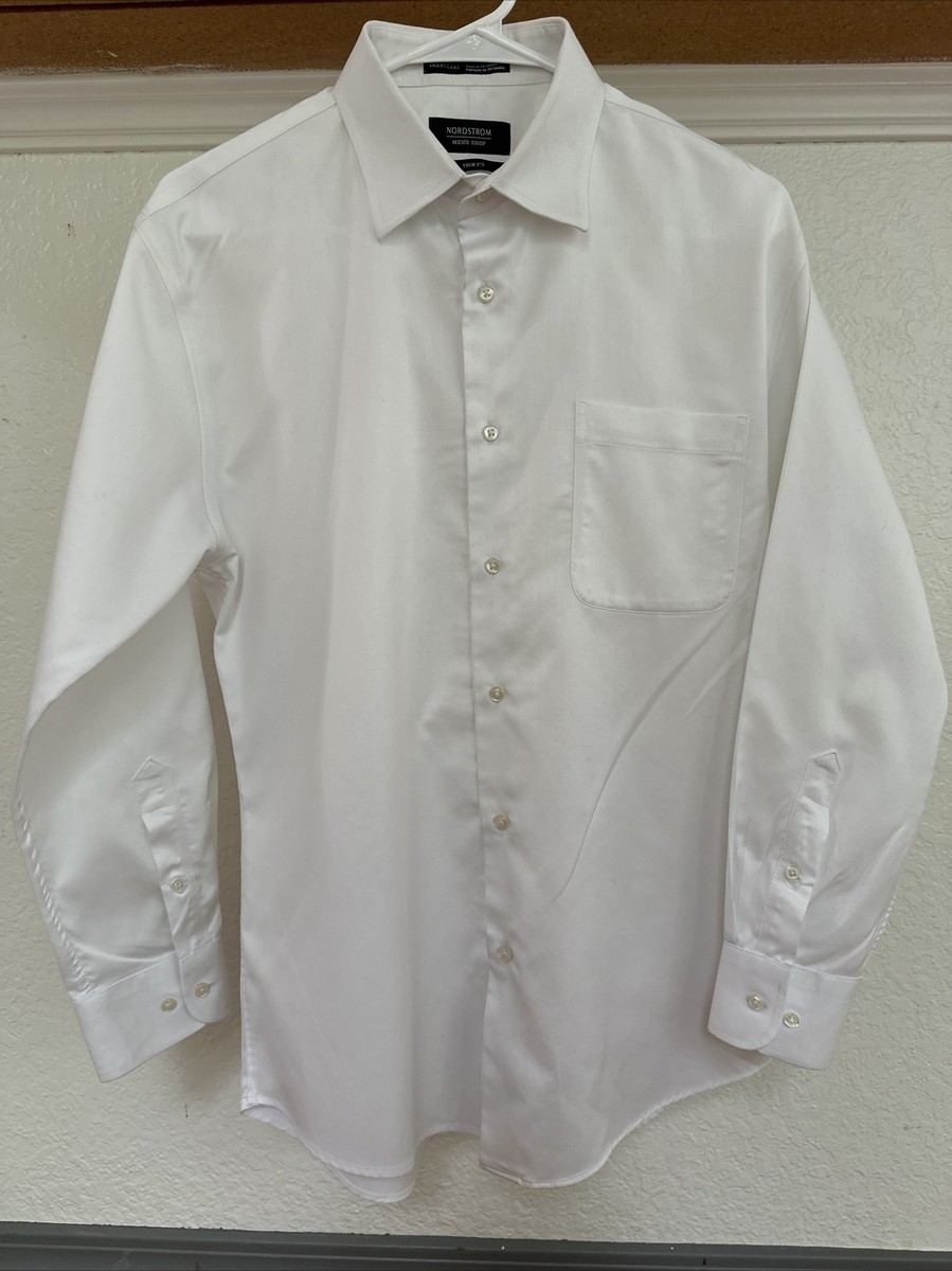 Men's Button up Shirt by NORDTROM Men's Shop Trim fit Size SP 16 | eBay
