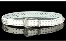 Ladies Rhinestone Belt Faux Leather Cowgirl Style Bling Wide Waistband Classic