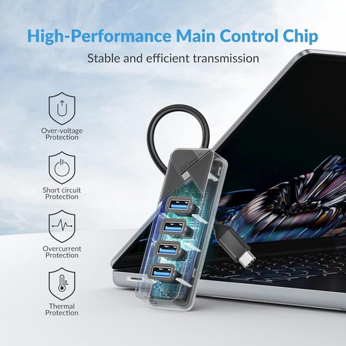 4-Port USB 3.0 Hub mit USB-C – 5 Gbit/s High-Speed | Plug & Play für Laptop & PC - Picture 7 of 41
