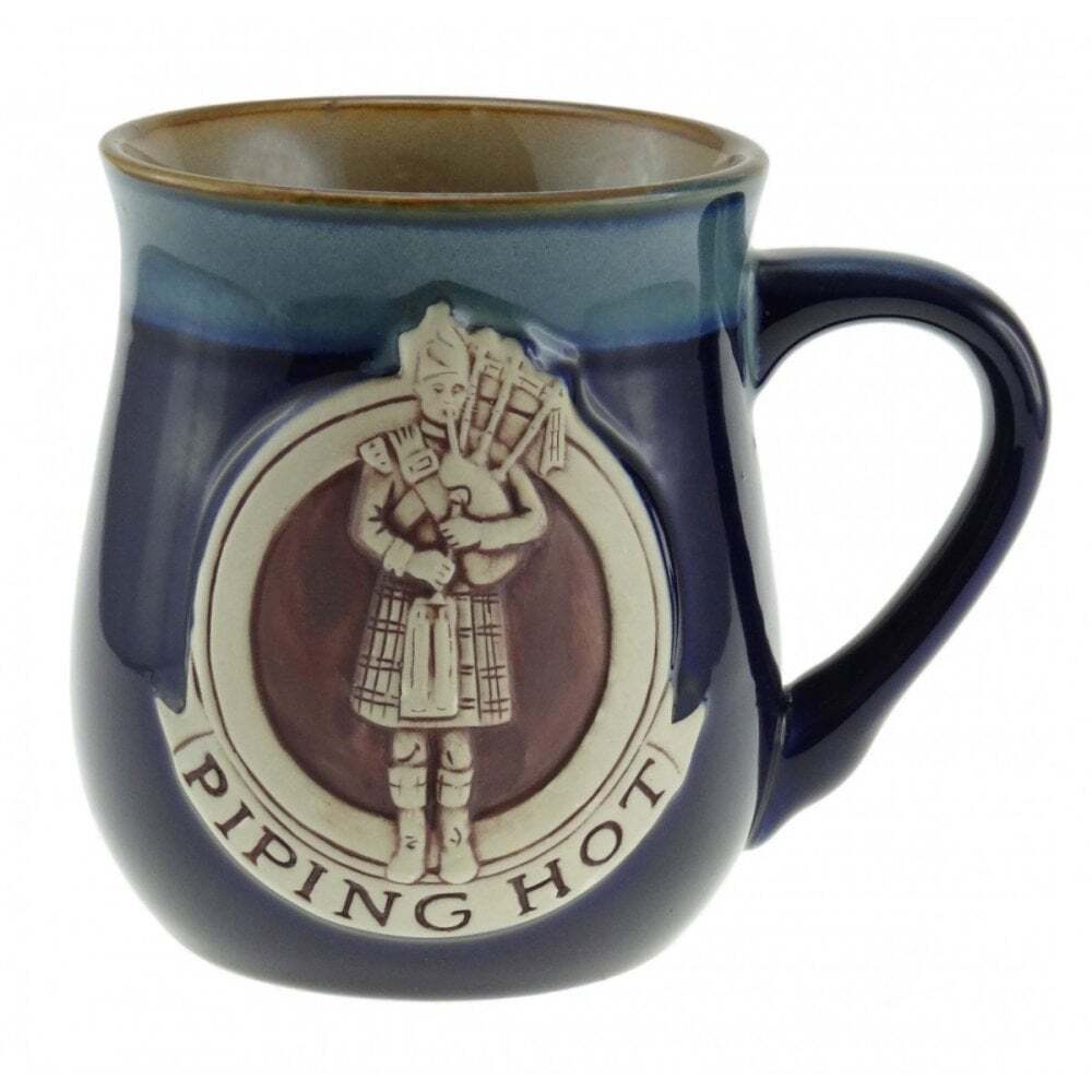 Glen Appin of Scotland Stoneware Mug with Piper - Blue  PT1003-BLUE