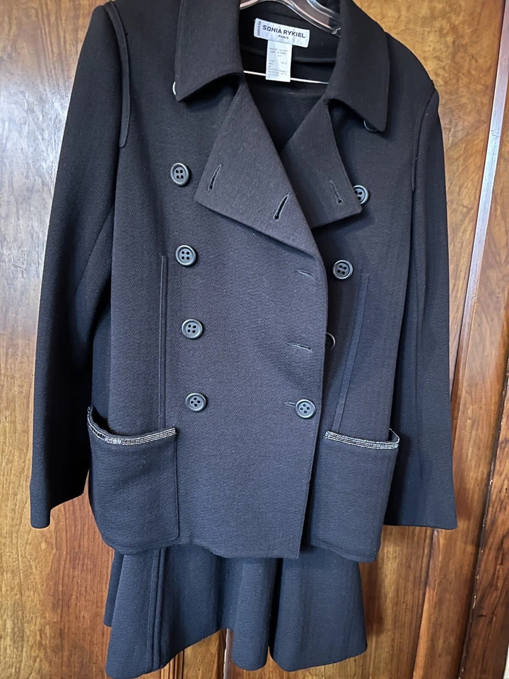 SONIA RYKIEL 2 piezas clásico conjunto de falda de traje para mujer - azul marino - talla 36/38 Foto 3 de 4