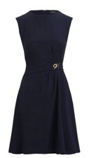 Ralph Lauren Sleeveless Jewel Neck Navy Texture Zippered Toggle Hardware Size 12
