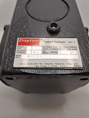 DAYTON 4RP04 Speed Reducer: 350 Nominal Output RPM, 56C, 5:1, 1 hp Max. Input HP - Picture 3 of 4