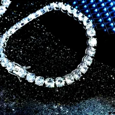 Round Cut Lab Created Diamond Silver Tennis Bracelet 8.00Ct 14k White Gold Over