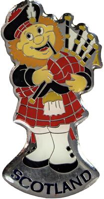 Kühlschrankmagnet Scottish Highland Piper Dudelsack auf Messing Metall Souvenir Magnet