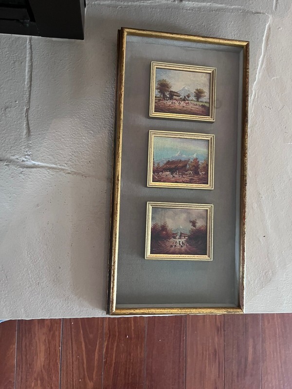 3 Vintage Miniature Oil Paintings By Hector And Oswaldo Monceayo In Ecuador