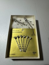 Vintage 6 Riviera Bobby Pins 2 LAdy Ellen Rhinestone Hair pins