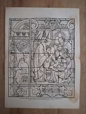 Antique Lithograph Of Stained Glass At Westminster.  Elizabeth Woodville C1885