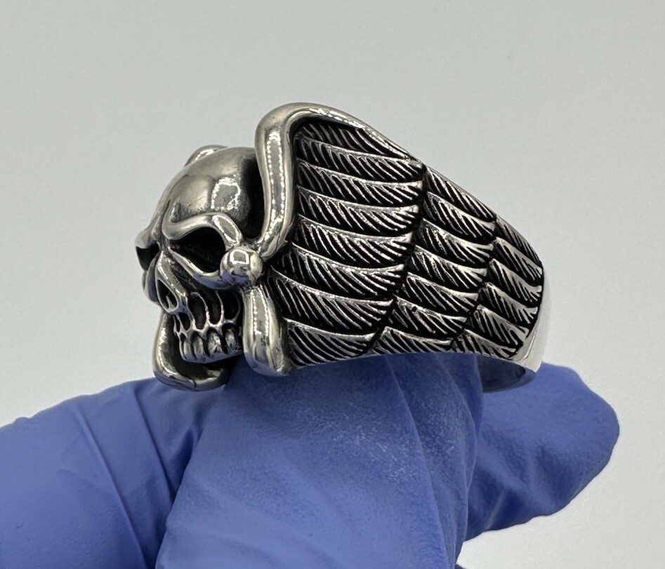 Sterling Silver 925 Men Patterned Handcarved Skul… - image 3