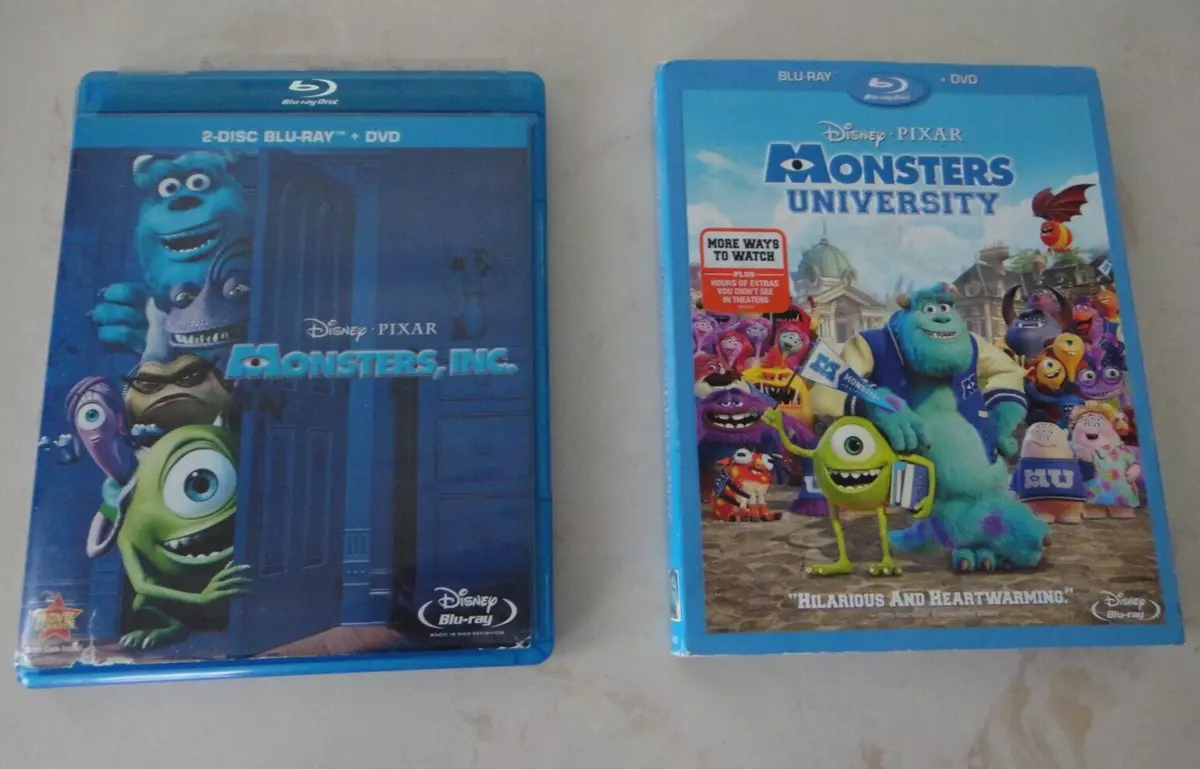 MONSTERS INC + MONSTERS UNIVERSITY 2 Blu-ray+ 2 DVD + BOTH W/ OOP  SLIPCOVERS